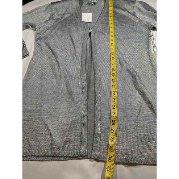 Vintage Worth Cardigan Womens Size Medium Silver Sparkle Designer Classic NWT - Picture 6 of 7